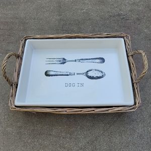 Pier 1 Imports Stoneware Dig In Serving Baking Tray/Basket